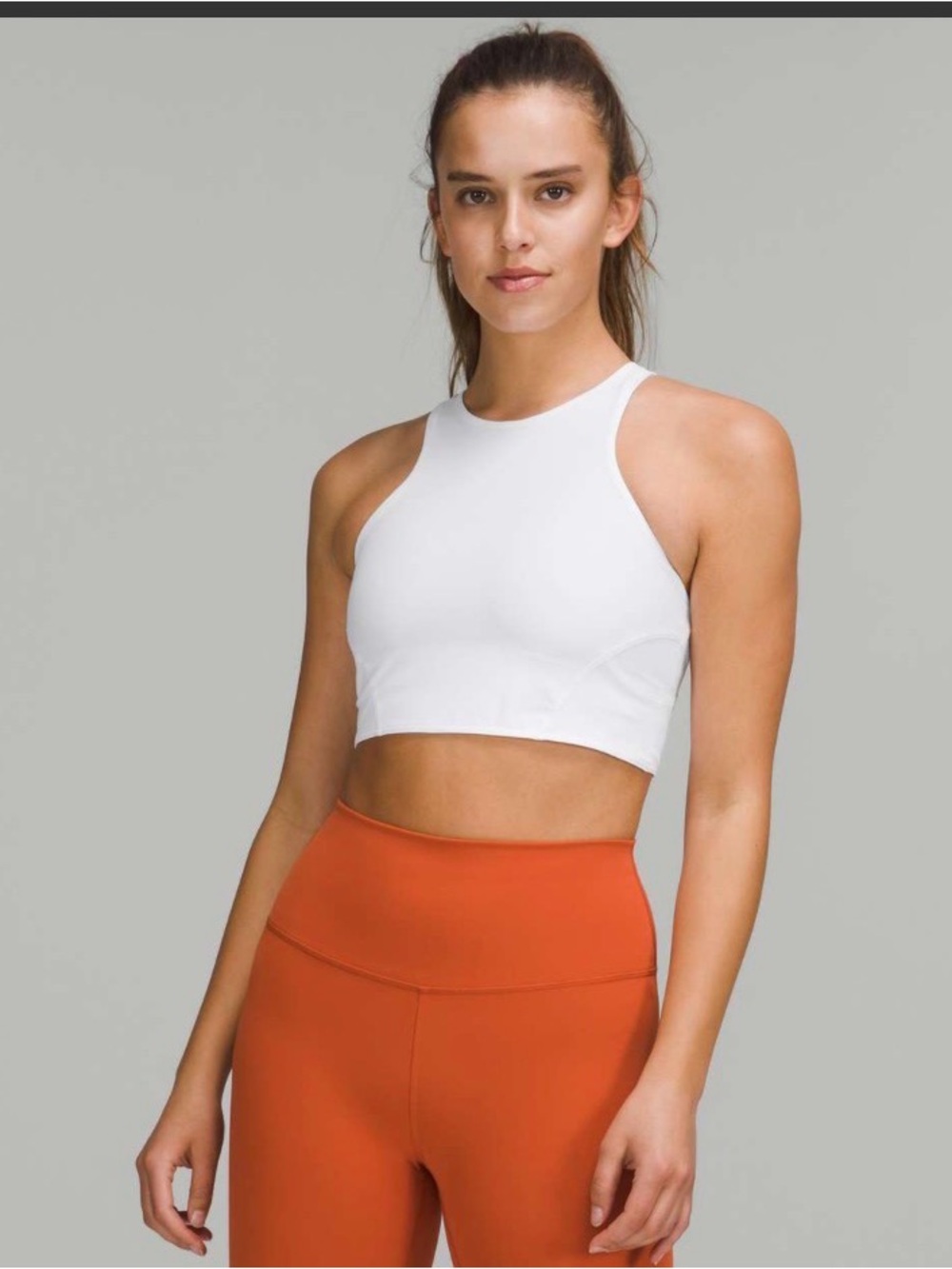 lululemon athletica White High-Neck Crop Top/sports bra